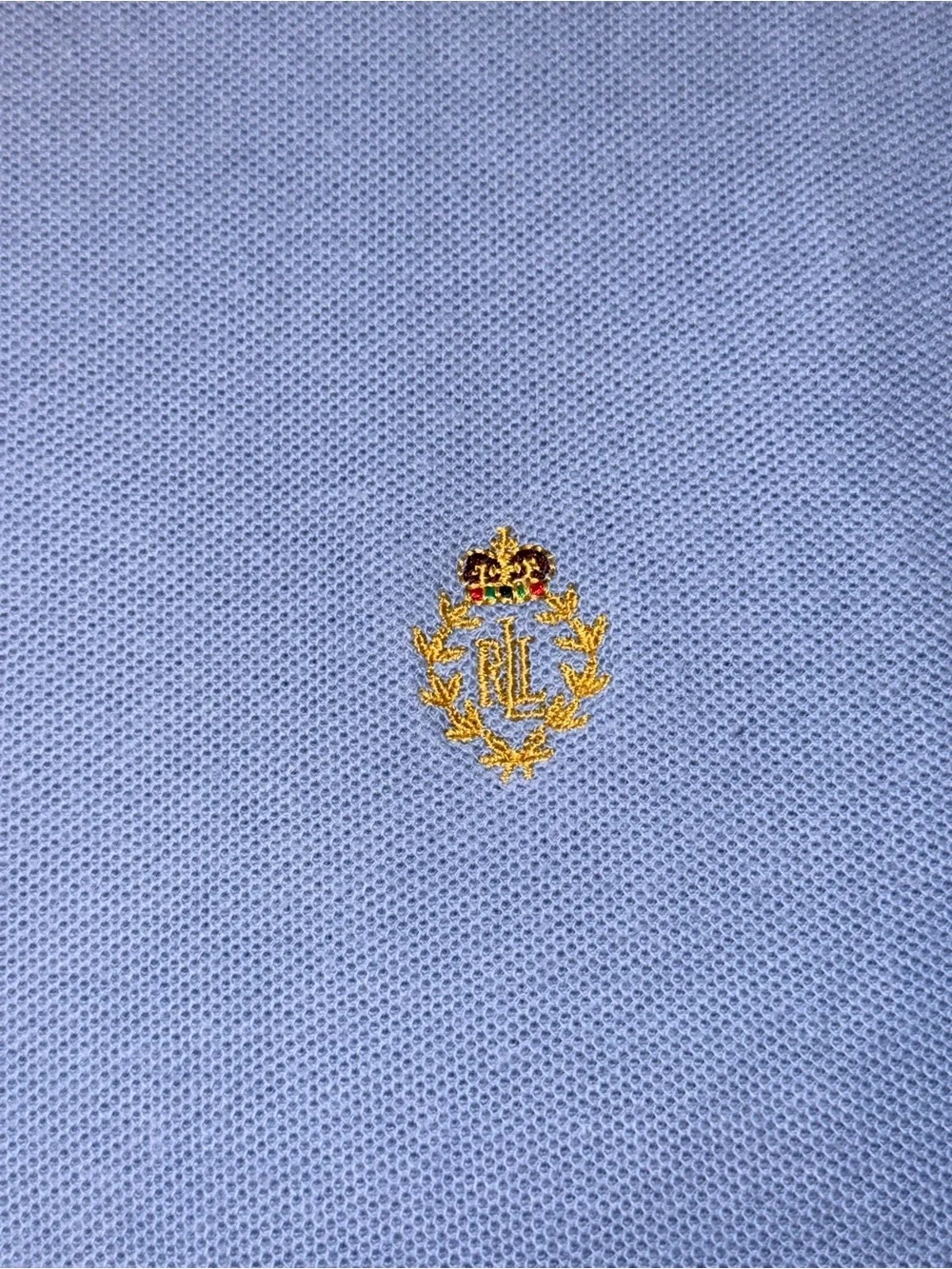 Ralph Lauren Light Blue Polo with Gold Crest Embroidery